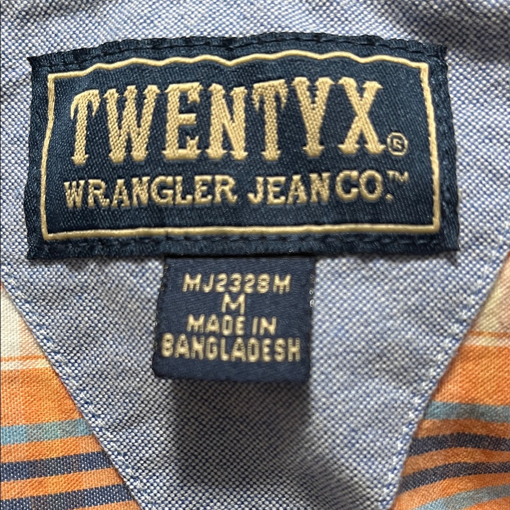 TWENTYX Wrangler Jean Co. Button-Up Shirt - Blue & Orange Stripes